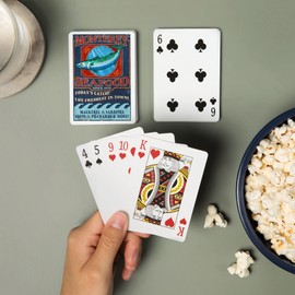 Lantern Press Monterey, California, Seafood Vintage Sign (52 Playing Cards, Poker Size Card Deck with Jokers)