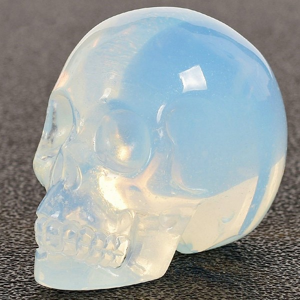 Natural Opal Carved Realistic Crystal Skull Sculpture Healing Energy Reiki Gemstone Collectible Figurine Crystal Healing Skull for Home Decoration 2"