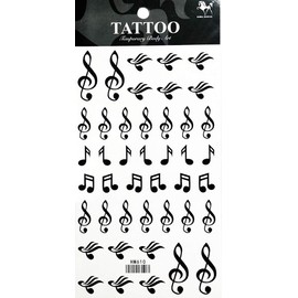Tattoos 2 Sheets Musical Notes Music Love Symbols Temporary Tattoo 3D Fake Waterproof for Man Women Girls Lower Back Shoulder Neck Arm