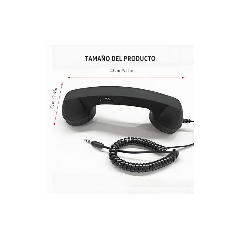 Auricular retro con adaptador, auricular de telfono retro de 3.5