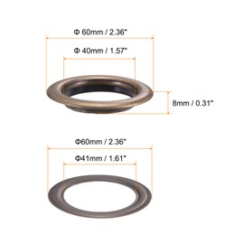 QUARKZMAN Set of 10 Eyelets with Washers 40 mm Copper Metal Eyelet Kit for Fabric Curtains Leather Belt Shoes Bag DIY Bronze
