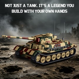 honchoes Tiger P Tank Building Set, WW2 Military Tank Model for Adults, Vehicles Collectible Army Display Gift for Enthusiasts 1656PCS