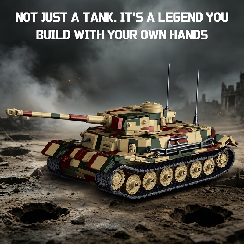 honchoes Tiger P Tank Building Set, WW2 Military Tank Model