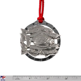 Handcrafted Copper Plated Pacific Saltwater Slam Halibut King COHO Ling Yelloweye Hanging Ornament for Decorating Holiday Wreaths and Christmas Trees - Made in United States - SKU SC064OR