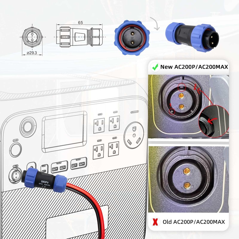 ELFCULB 45A Connector to 2 Pin Aviation Plug Cable 12AWG