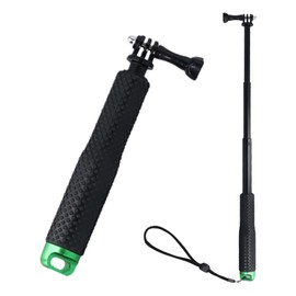 Waterproof Extendable Selfie Stick, Pole Handle Monopod, 19-49 cm Telescopic Pole Aluminium for Hero 7/6/5/4/3/2/1 Action Camera (Green, 19 cm)