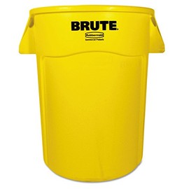 Rubbermaid Commercial Products BRUTE Heavy-Duty Round Trash/Garbage Container, 44-Gallon, Yellow, for Landscapers/Construction Sites/Restaurants/Back of House/Offices/Warehouses