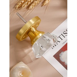 SORWDUERM Gold Door Knobs Crystal Door Knob Interior Satin Brass Privacy Brushed Gold Door Knob for Bedroom and Bathroom Glass Door Knob,Zinc Alloy 1 Pack