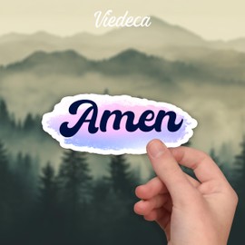 (3Pcs) Amen Christian Sticker Inspirational Quotes Bible Verse Jesus Vinyl Decals for Tumbler Kindles Laptop Water Bottles Books Phone - Size 3x1.2 Inches