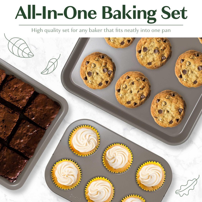 Goodful All-In-One Nonstick Bakeware Set, Stackable and Space Saving Design