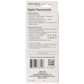 Assured LCD Digital Thermometer - Fast and Accurate - Results in 60 Seconds