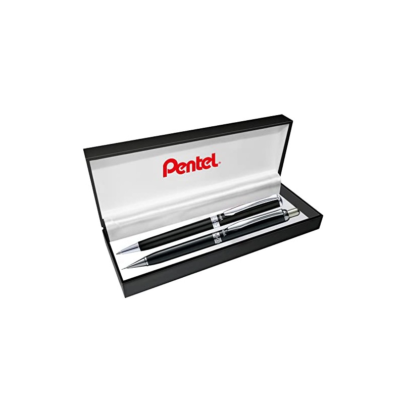 Pentel AB811A-EST Juego de Bolígrafo y Lápices, Sterling Negro En