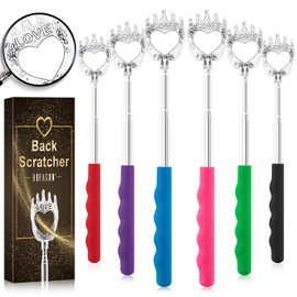 HOFASON 6 Pack Love Back Scratcher, Stocking Stuffers for Women Men Adults, Christmas Birthday Gifts for Mom Dad Wife Husband, White Elephant Gifts, Prizes for Adults Extendable Bulk Back Massager