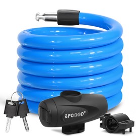 SPGOOD Bicycle Lock 120 cm / 12 mm, Security Level Very High Bicycle Cable Lock, Spiral Cable Lock with 2 Keys, Anti-Theft Bicycle Lock for Bicycle, Tricycle, Motorcycle, Scooter, Baby Pram (Blue)