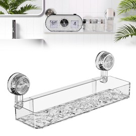 EuftEale Corrugated Suction Cup Storage Holder,Movable Shower Shelf Suction Cup,Shower Caddy Large Organizer Bathroom,No-Drill Wall Mounted Bathroom Storage Rack Shelf(White)