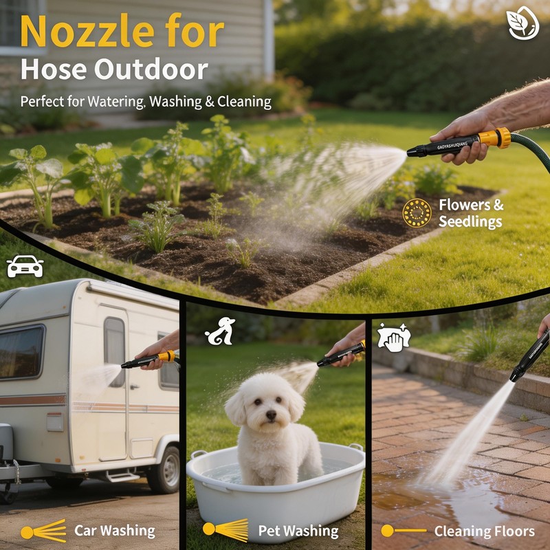 High Pressure Hose Nozzle Kit Fits US Garden Hoses with
