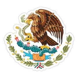Generic Mexican Flag Coat of Arms Eagle with Snake Hawk Bird Sticker 3 Inch Decal