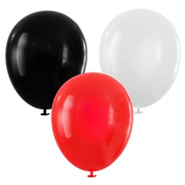 100 Red Black and White Balloons - Assorted Red and Black Balloons Party Decorations Supplies Pack for Deadpool Birthday, Lumberjack Baby Shower, Graduation, Poker, Pirate, Ladybug, Race Car…