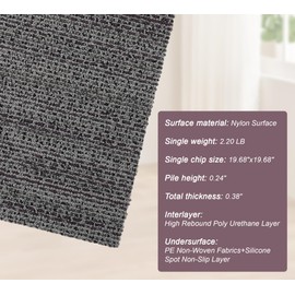 jxgzyy 20 x 20 Carpet Tiles Reusable, 4 Tiles, 0.31" Thick Carpet Squares with Padding, Easy DIY Installation, Seamless Appearance for Bedroom Living Room(11.11 sqft/Box)