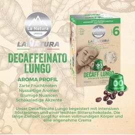 DECAFFEINATO LUNGO COFFEE, 100 Coffee Capsules Compatible with Nespresso Capsule Machines, Caffeine-free Coffee Lungo, by La Natura Lifestyle