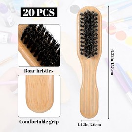 20 Pcs Boar Bristle Hair Brush Bulk Soft Boar Bristle Hairbrush for Women and Men, Natural Wooden Handle Brushes for Thick Hairs Smoothing Flyaways Pe