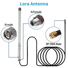 Waterproof 915mhz Lora 5.8dbi Fiberglass Antenna with 20Ft Low Loss KMR195 Cable for Helium Hotspot RAK Nebra Bobcat 300 SenseCAP M1 Hotspot HNT Miner Heltec V3 Meshtastic LORA32 915MHz LoRa Module