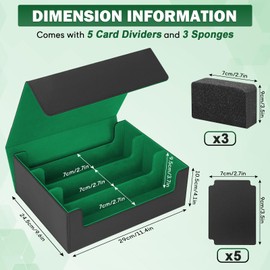 AOBOPLE 1800+ Trading Card Storage Box,Card Deck Case for Trading Cards with 5 Pcs Card Dividers PU Leather Commander Card Deck Case for Magic Commander YugiOh TCG TGG Cards Sport Cards (Black Green)