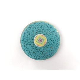 Prajet Energized Orgonite Healing Crystal Round Tea Coaster Approx. Diameter 3.5 inch Thickness 0.5 inch (Turquoise Coaster Orgone)