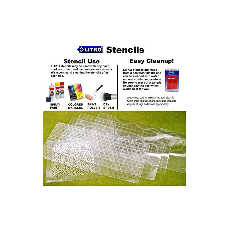 LITKO 1-inch Square Grid Stencil, Edge Pattern