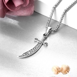 Sbzxbt Zulfiqar Sword Necklace 925 Sterling Silver Zulfiqar Necklace for Men Jewelry Gifts for Men