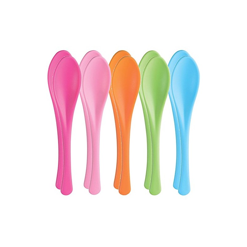 Nagao Heat Resistant Plastic Soft Spoon Set of 10 Colorful