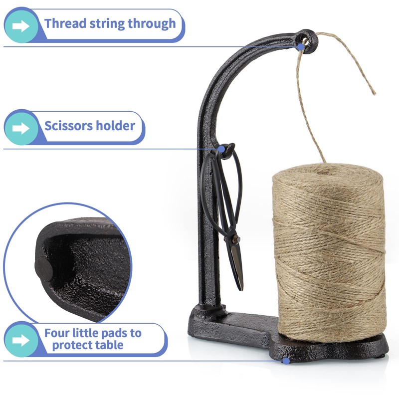 MOLIGOU Cast Iron Twine Holder Set, Twine Holder with Scissors