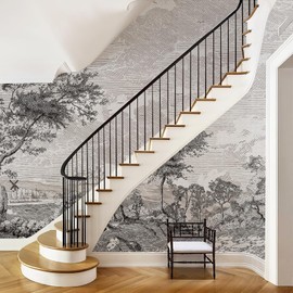 Vintage Forest Nature Wall Mural Peel and Stick (148" W x 110" H) Gray Trees Woodland Mural Wallpaper Self-Adhesive Wallpaper for Bedroom Living Room Canvas Wall Paintings