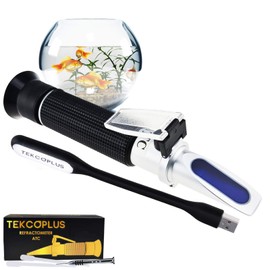 Professional Optics Salinity 0-10% Sea Water Refractometer ATC, Dual Scale (1.0 to 1.070 Density / 0-100ppt) for Salt Sea Water Aquarium Tank Marine Industry with LED Light and pipettes