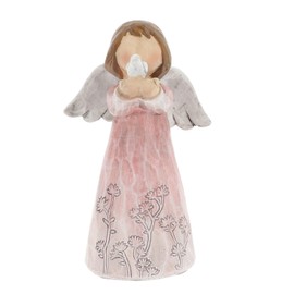 Shudehill Giftware Meadow Flower Angel Small Ornament - Aqua, Pink or Grey (Pink)
