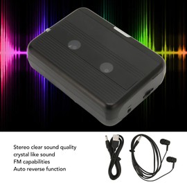 Bluetooth Cassette Player, Portable Walkman Stereo FM Music Cassette Player, Bluetooth Output to Headphone/Speaker Cassette Player with 3.5mm Headphone Jack (Black)