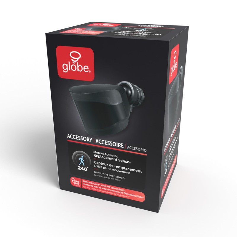 Globe Electric 17000184 240-Degree Wired Motion Activated Black Outdoor Flood