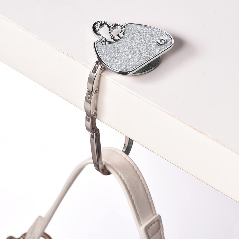 sourcing map Foldable Purse Hook - 2.56"x1.97"(LxW) Metal Portable Handbag