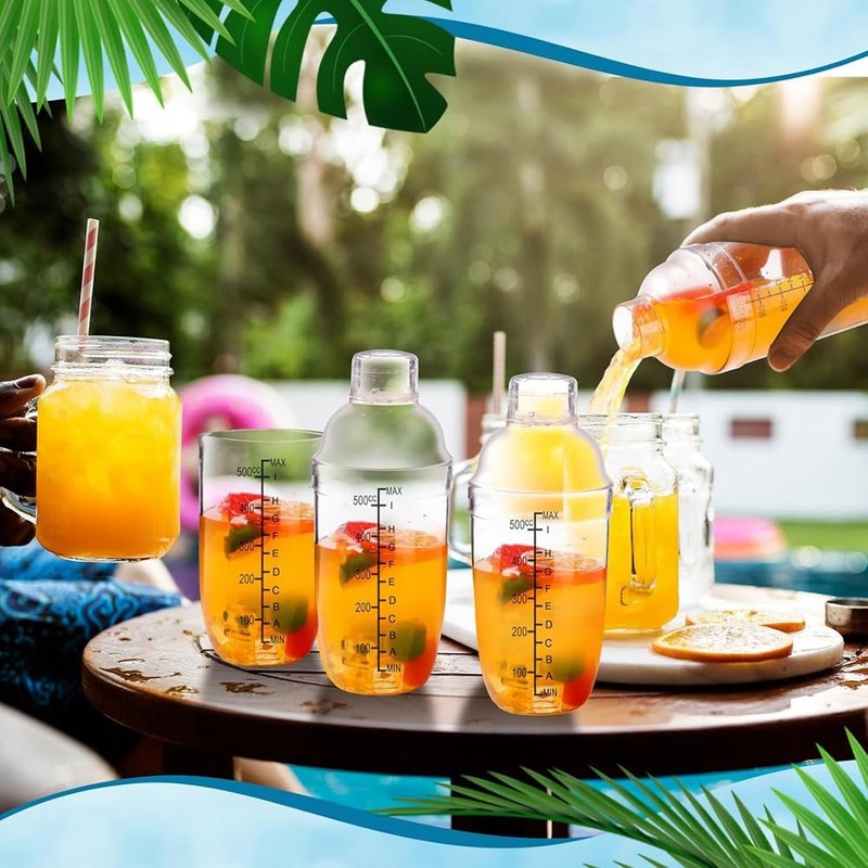 Geroosaty 4 Pcs Plastic Cocktail Shaker Hand Drink Mixer Shaker