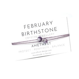 Birthstone Crystal Bracelet - Birthday Crystal Bracelet - Natural Gemstone Birthstone Bracelet (February - Amethyst)