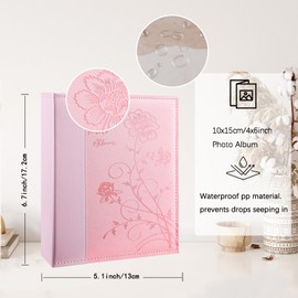 Miaikoe Small Photo Album 10 x 15 2 Packs, Each Pack Contains 52 Vertical Pictures, Slip in Top Loading Photo Album Book for Artwork or Postcard Storage (Pink)