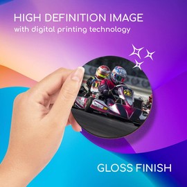 1 x Round Coaster - Go Karting Racing Kart Cork Backed MDF Glossy Tea Coffee Accessory #16474