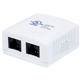 Monoprice Cat6 RJ45 Surface Mount Box - UL Listed, 2-Port, Dual IDC, 110D or Krone Type, 50u, TAA, No Logo, White