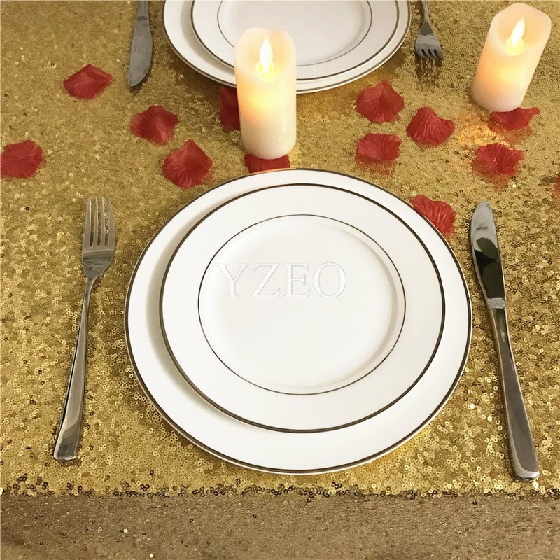 YZEO Gold 50"*72" Sequin Tablecloth Home Wedding Event Party Banquet