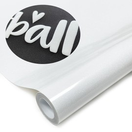 Yiwloer White Glitter Puff Vinyl Heat Transfer - 12"x5ft 3D Puff HTV Vinyl, Glitter Puffy Iron-On for Fabrics, Perfect for T-Shirts, Bags, Pillows, Compatible with Cricut & Cameo (glitter puff white)