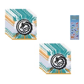 How to Train Your Dragon Birthday Party Supplies Bundle includes 32 Party Paper Napkins and 1 Dinosaur Sticker Sheet