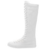 ANUFER Girls Women Fashion Canvas Knee Boots Pure White Zip
