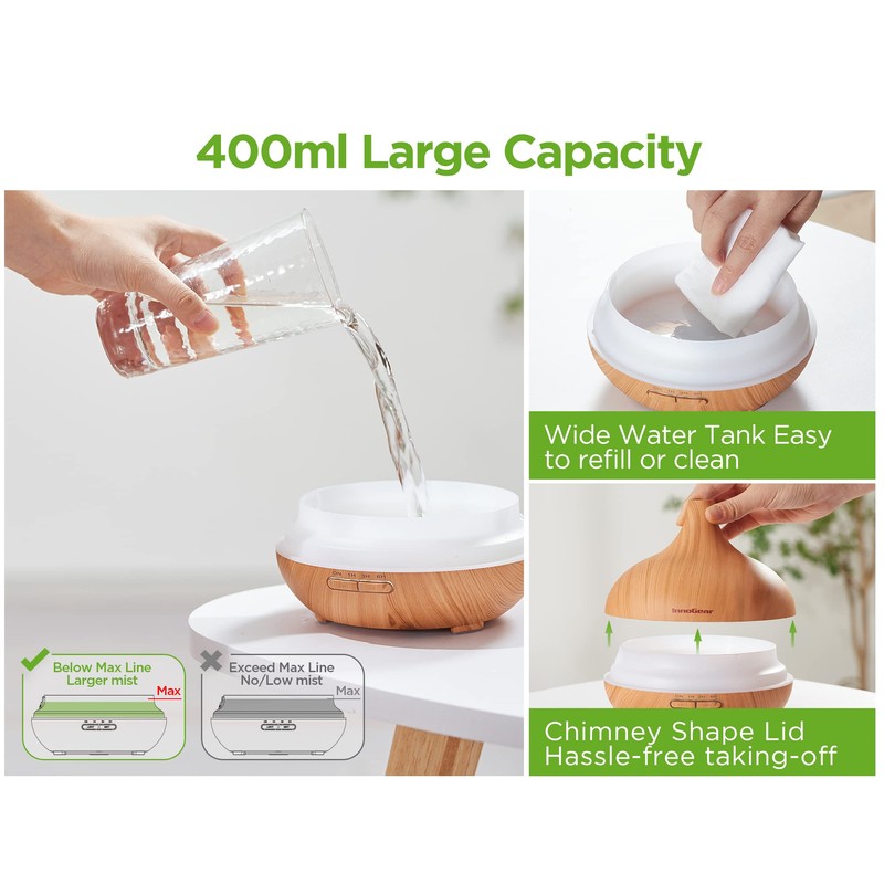 InnoGear Aromatherapy Diffuser & 10 Essential Oils Set, 400ml Diffuser