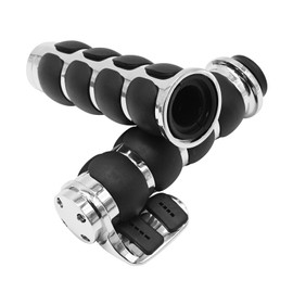 CADUFUELLY Pair of Motorcycle Hand Grips, 1" Universal Non-Slip Handlebar Grips with Throttle Assist Chrome Black Aluminum Rubber, Replacement for Most Motorcycles