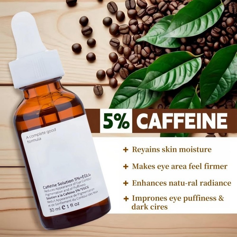 AFCRYIYE New Caffeine Solution 5%+ EGCG, Facial Caffeine Eye Serum,